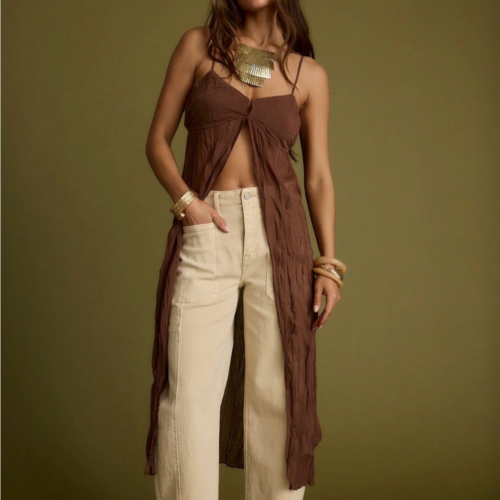 12th Tribe Brown and Cream Camisole Top